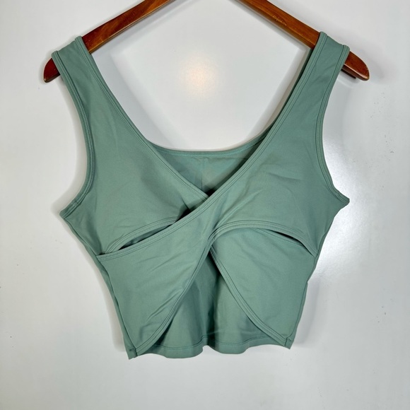 Halara U Neck Backless Crossover Barre Ballet Dance Tank Top Hedge Green Large - Picture 4 of 6